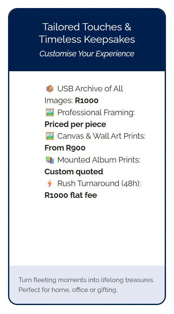 Commercial Price List 2 Add ons to our commercial photography price list