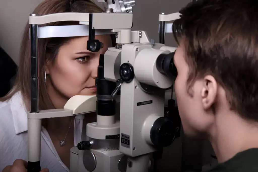 Close-up Eye Examination at Optometry Practice
