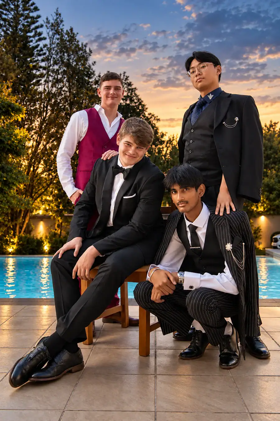 Group of friends dressed for a matric farewell photographed in Johannesburg